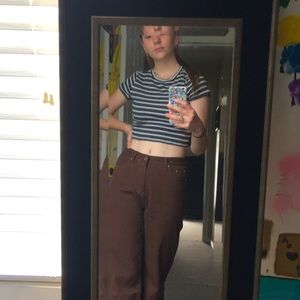 striped green cropped tee, US M, from H&M